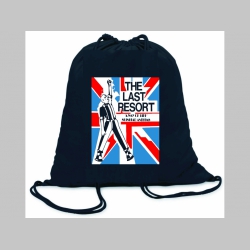Last Resort ľahké sťahovacie vrecko ( batôžtek / vak ) s čiernou šnúrkou, 100% bavlna 100 g/m2, rozmery cca. 37 x 41 cm